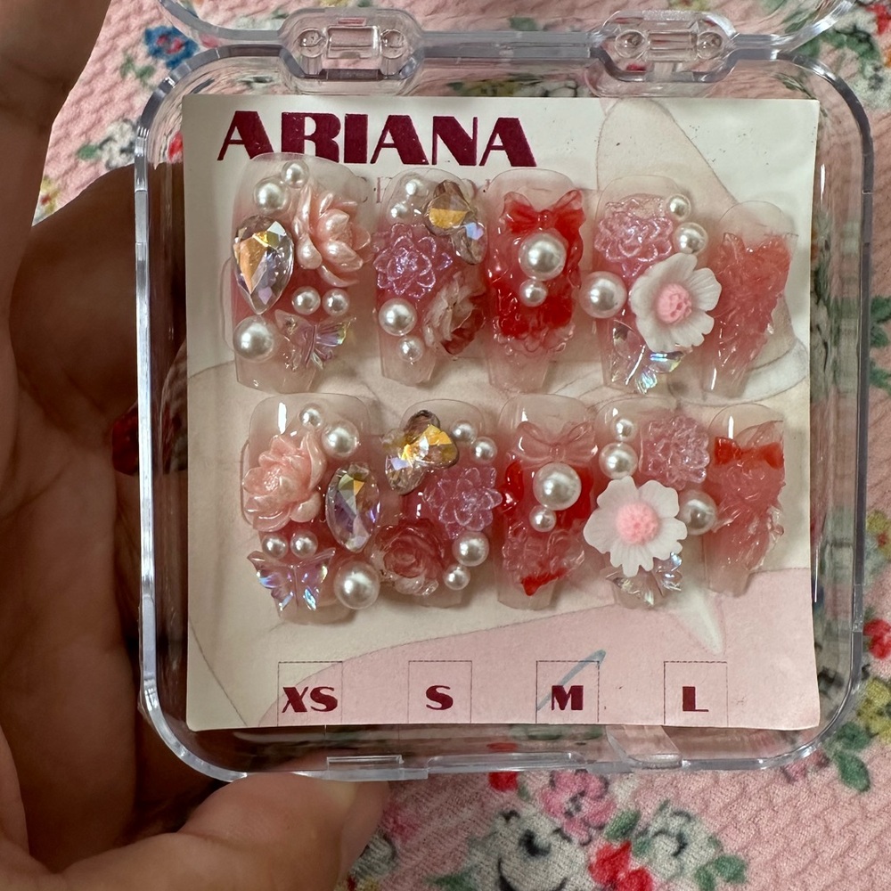 Pink Floral Press on Nails - Picture 2 of 6